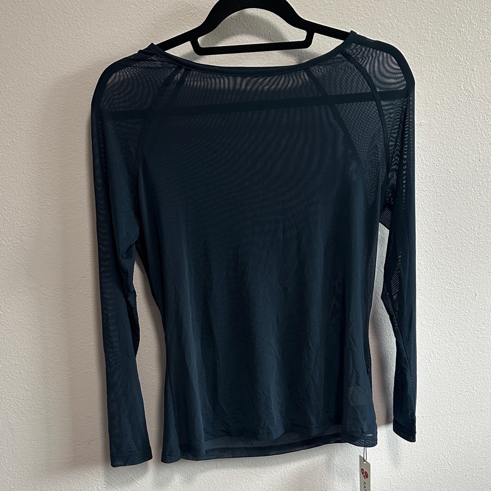 Women's Blue Long-Sleeve Sheer Tee